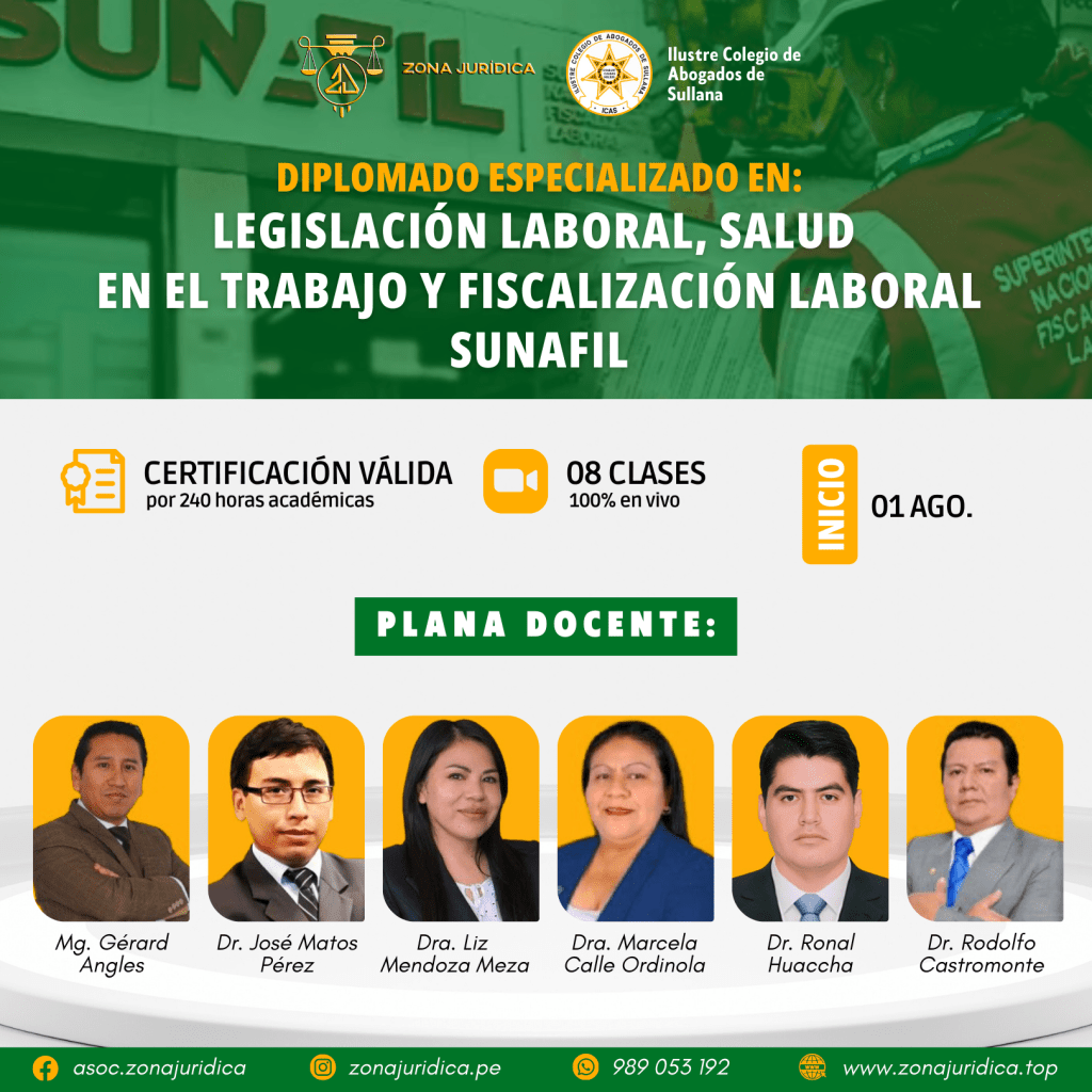 Diplomado: Legislación Laboral, Salud en el Trabajo y Fiscalización Laboral SUNAFIL