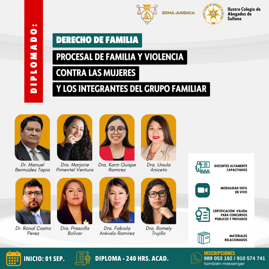 Diplomado: Derecho de Familia, Procesal de Familia y Violencia contra las mujeres y los integrantes del grupo familiar