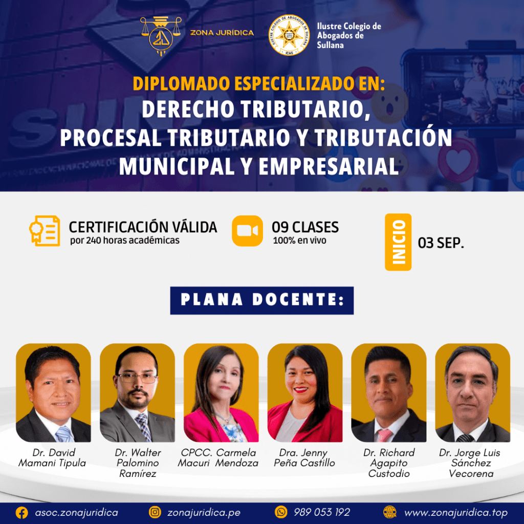 Diplomado: Derecho Tributario, Procesal Tributario y Tributación Municipal y Empresarial