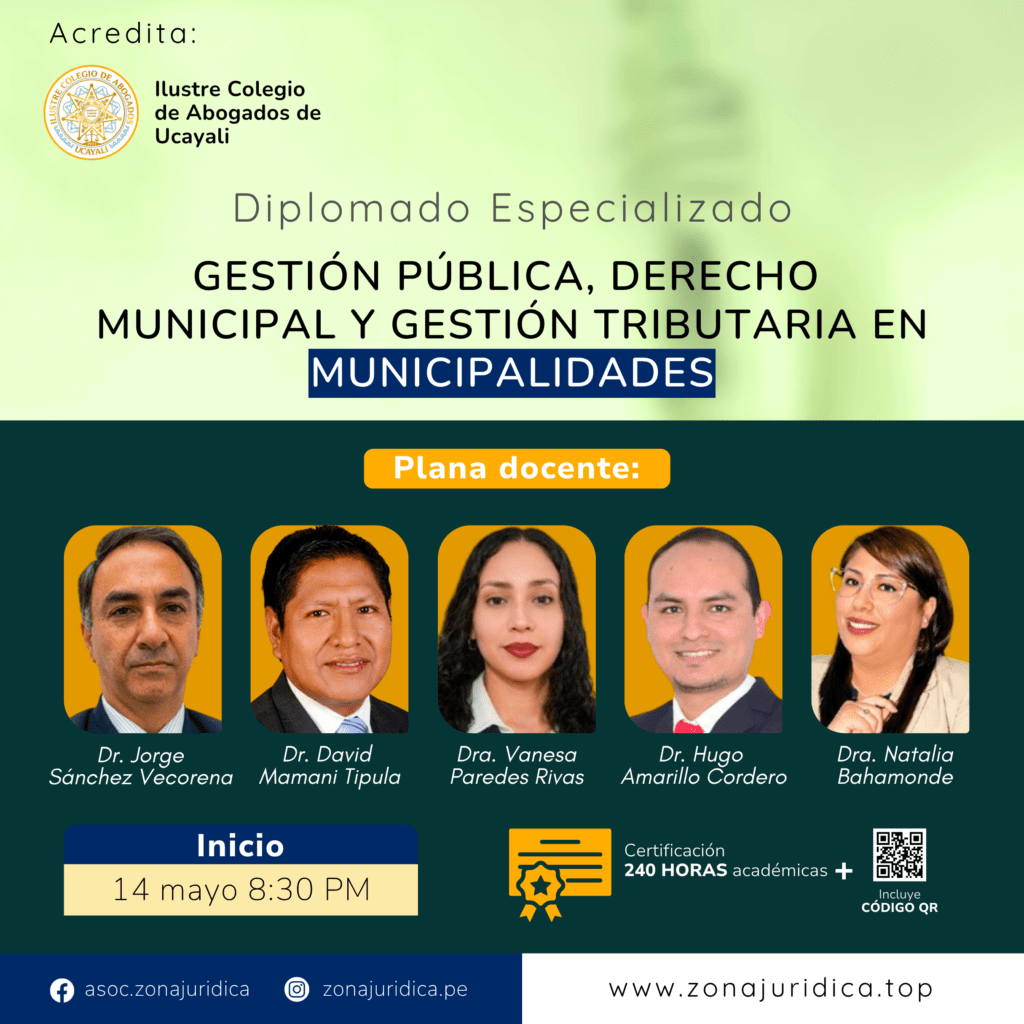 Diplomado: Gestión Pública, Derecho Municipal, y Gestión Tributaria en Municipalidades
