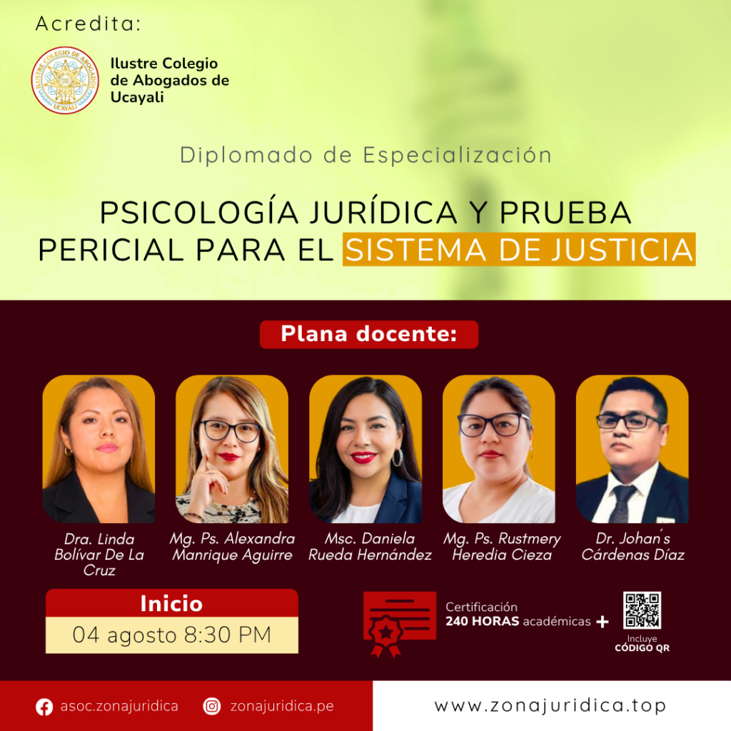 Diplomado: Psicología Jurídica y Prueba Pericial para el Sistema de Justicia